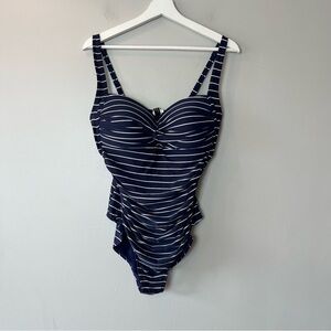 Nip Tuck Striped Blue and White One Piece Swimsuit Women's 16